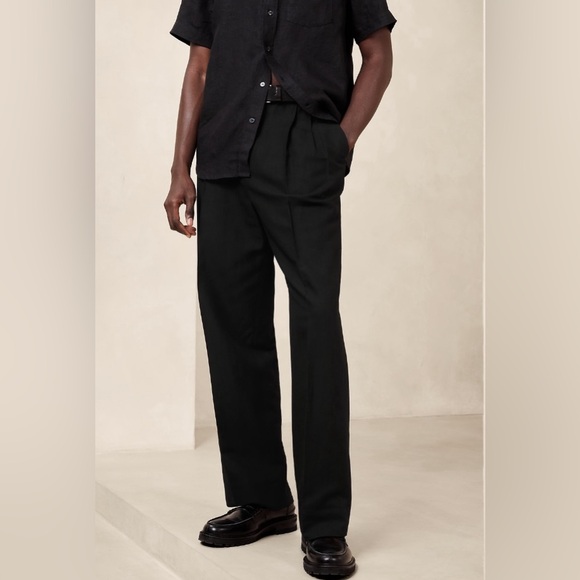 BANANA REPUBLIC AGUSTIN RELAXED LINEN-BLEND PANT - Picture 1 of 15